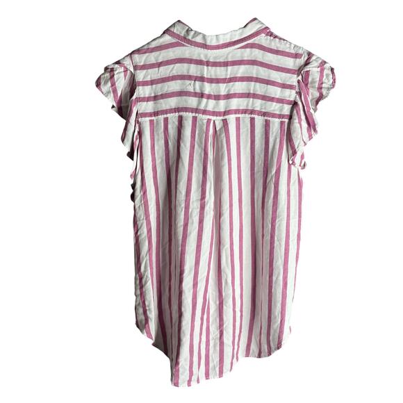 Anthropologie Maeve Fairhope Striped Button Down Rose Pink / White Size S - Picture 7 of 8
